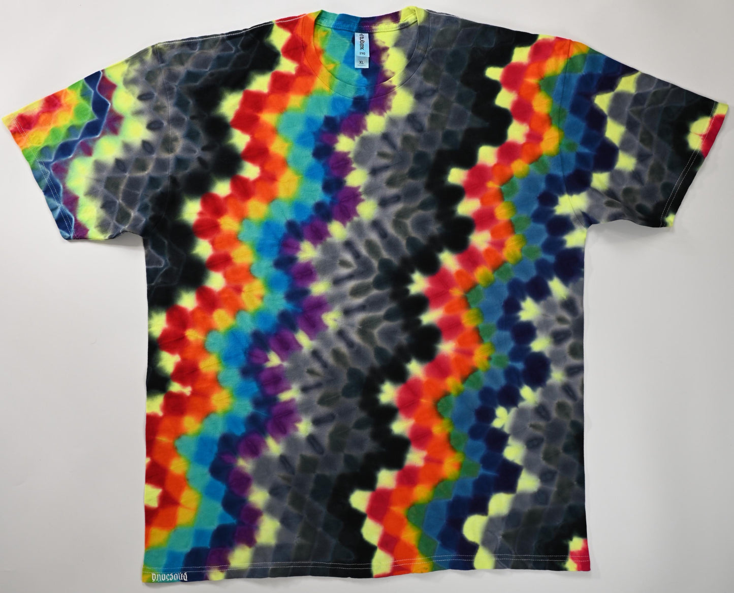 XL UV Reactive Zig Zag Honeycomb Tie Dye on a Tultex 290 Ringspun Cotton T-Shirt