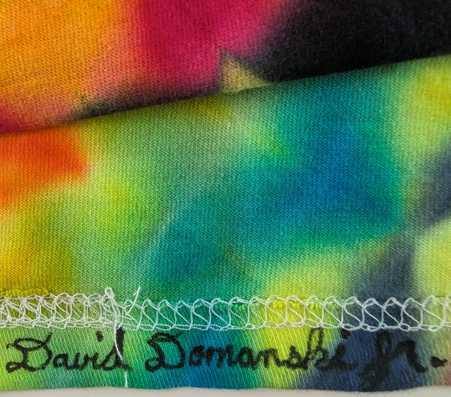 2X Heady UV Reactive 20Pt Mandala w/DNA Sunburst Cntr Frnt/Wrap Around Geometric Tower Bck/Triangle Slvs/Scrunch Tie Dye on a Tultex T-Shirt
