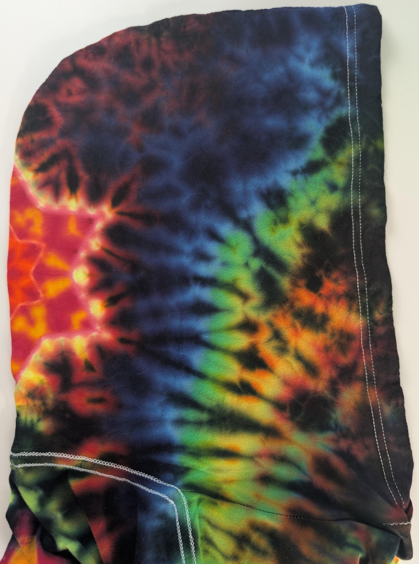 2X Heady UV Reactive 20Pt Mandala Cosmic Egg Cntr/Wrap Around Tower/ZigZag Honeycomb Slvs/Hexagram Hood/Scrunch Tie Dye  Lng-Slv Hoodie*