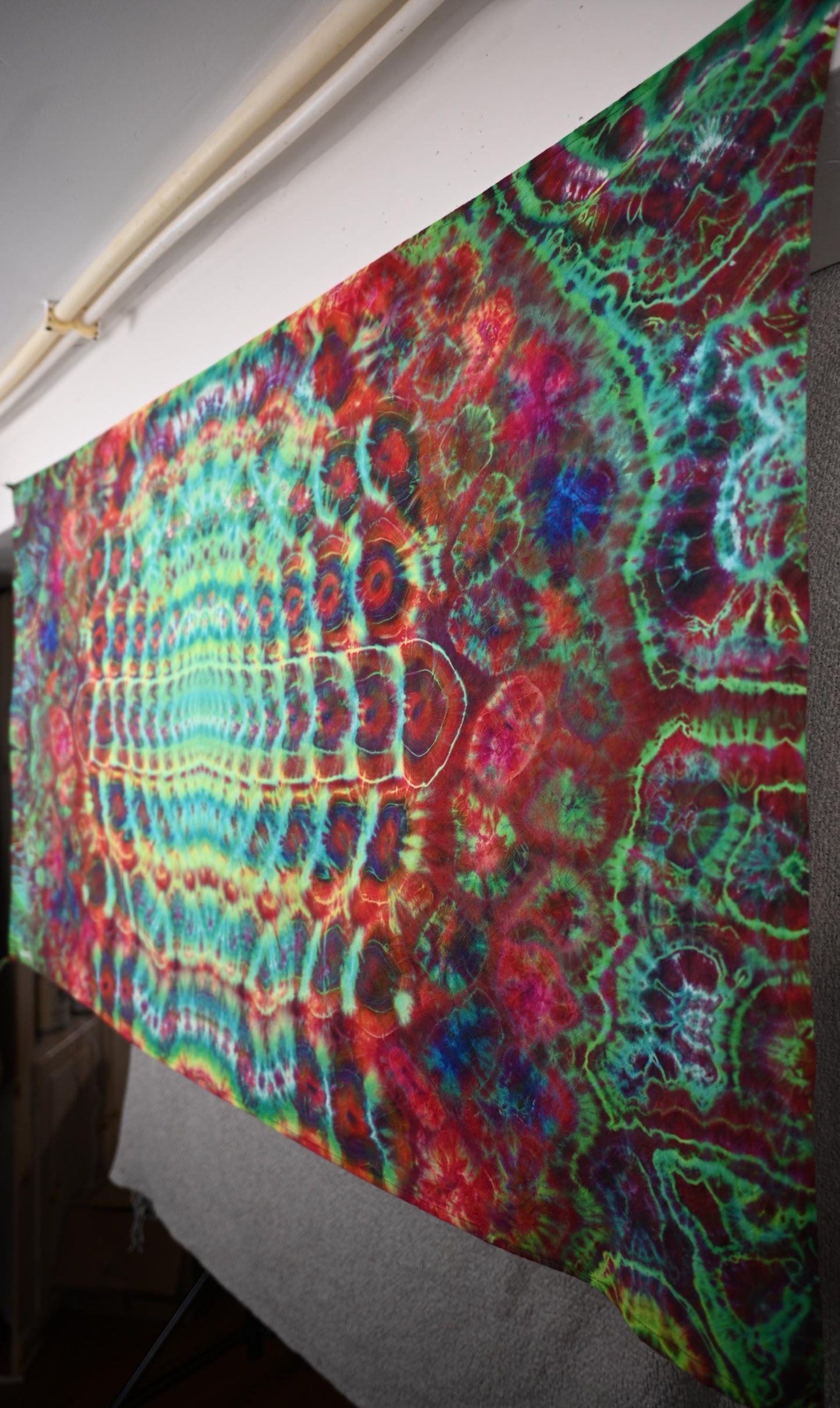 36"X54" (Msrmnts before Shrinkage) UV Reactive Cosmic Egg Center/Kenney Style/Cosmic Egg-Geodes  Tie Dye Tapestry w/ Hanging Loops