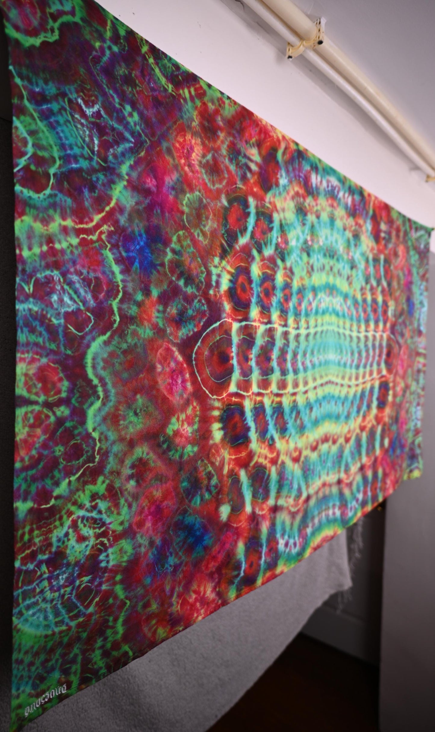36"X54" (Msrmnts before Shrinkage) UV Reactive Cosmic Egg Center/Kenney Style/Cosmic Egg-Geodes  Tie Dye Tapestry w/ Hanging Loops