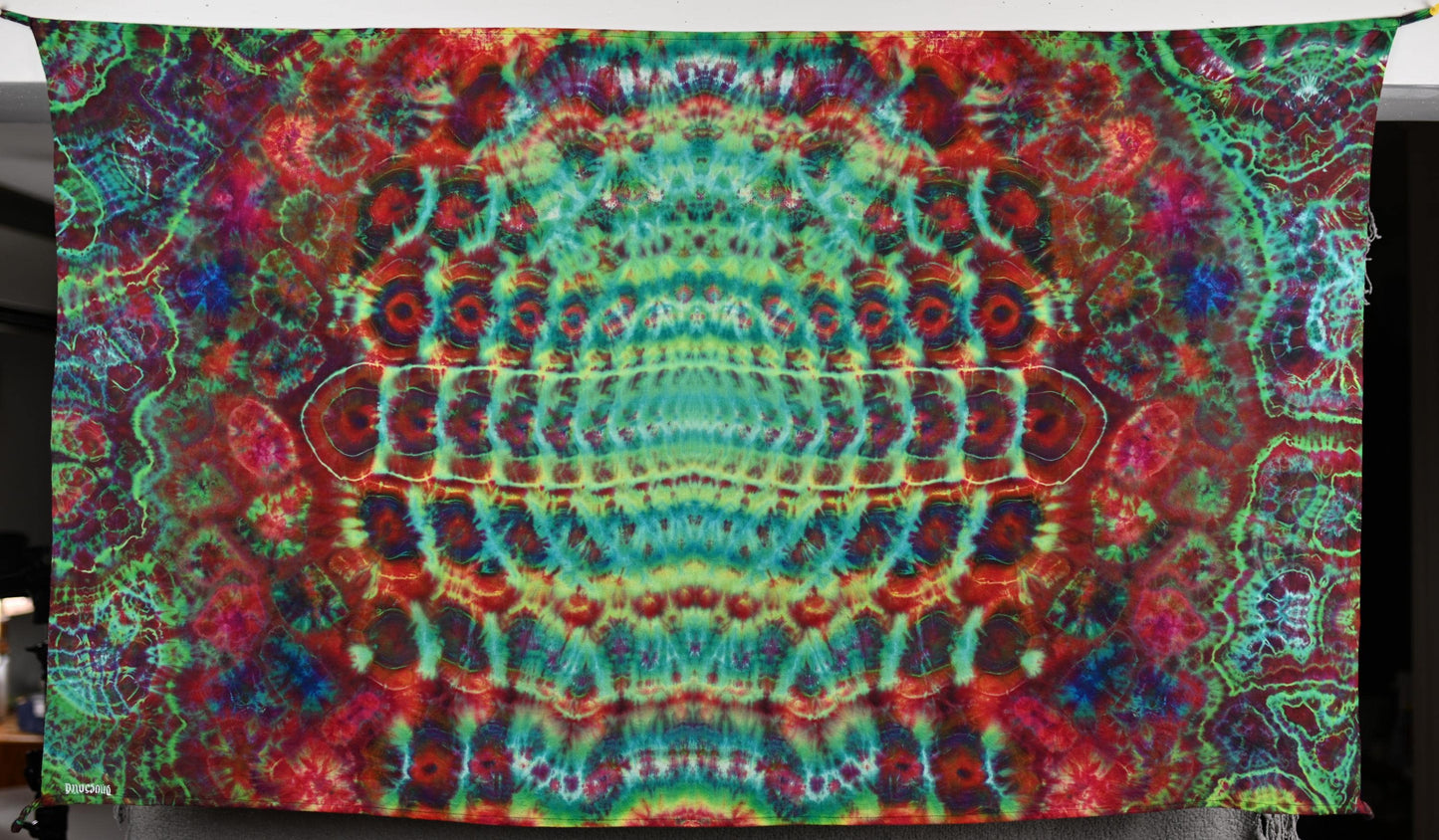 36"X54" (Msrmnts before Shrinkage) UV Reactive Cosmic Egg Center/Kenney Style/Cosmic Egg-Geodes  Tie Dye Tapestry w/ Hanging Loops