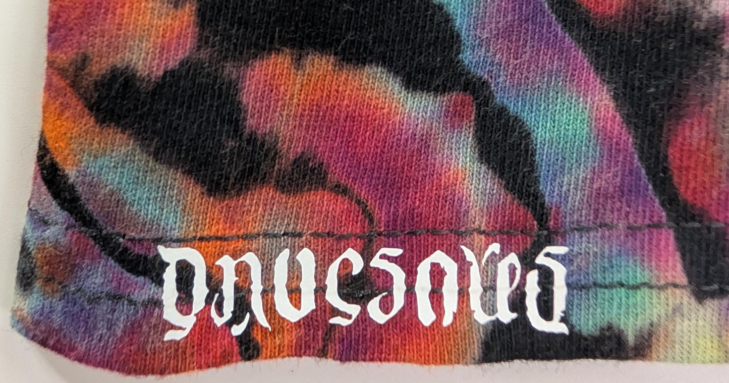 Large Cosmic Egg/Geode Hybrid Reverse Tie Dye on what was a black Gildan Ultra Cotton T-Shirt
