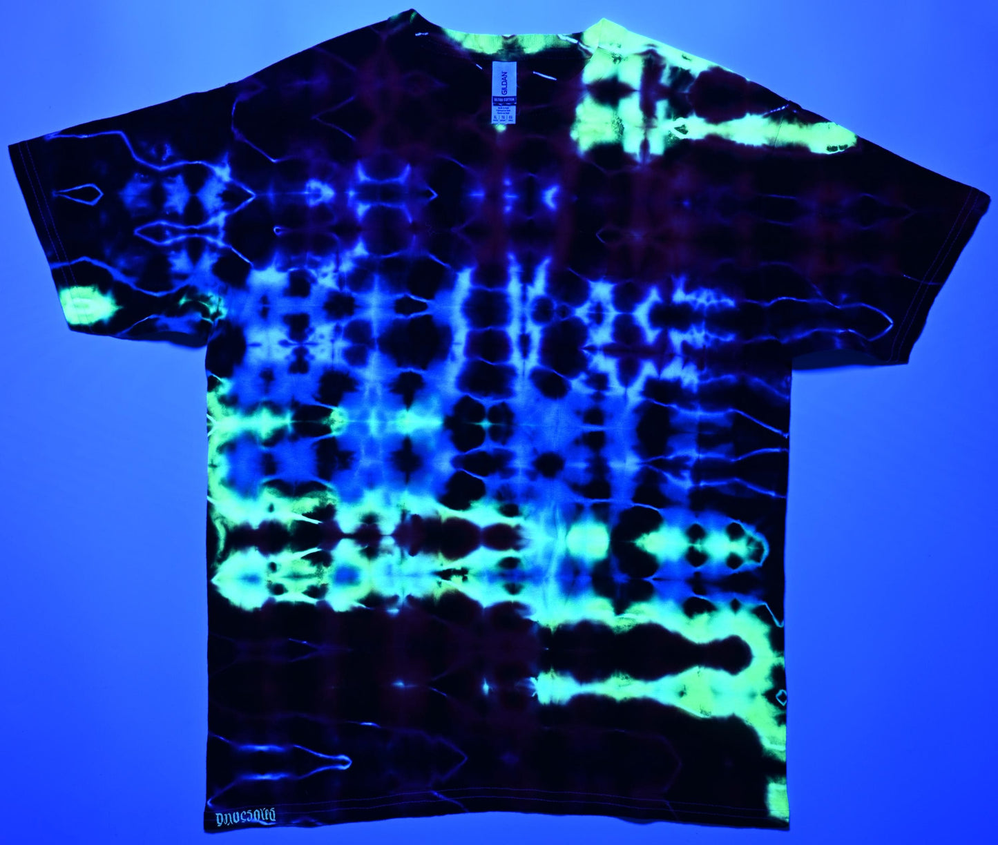 Youth XL Glitch Tie Dye Using My Neon Vortex Color Palette on a Gildan Ultra Cotton Youth T-Shirt