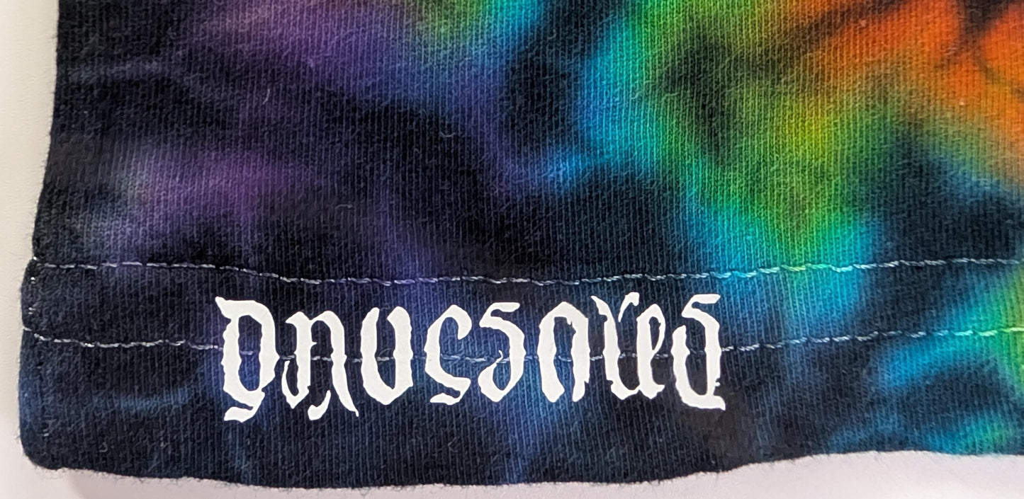 Child Size 7 Blacked Out Rainbow Rorschach Scrunch Tie Dye on a Rabbit Skins Cotton T-Shirt