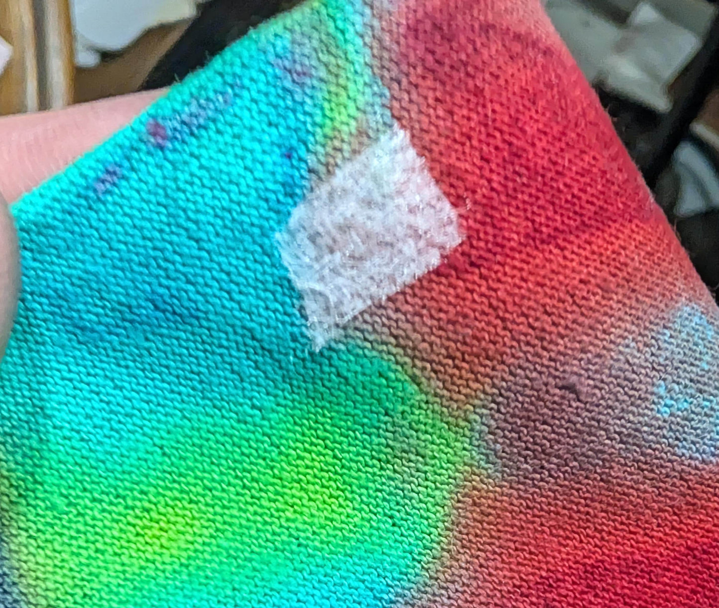 minor repaired boo-boo* 3X Rasta V-DNA/UV Reactive Cosmic Egg (Neon Vortex) Tie Dye on a Gildan Ultra Cotton PFD T-Shirt *read description