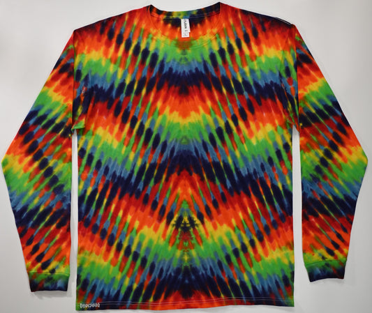 Large Trippy Weaver Variant Tie Dye on a Tultex 291 Ringspun Cotton Long Sleeve Shirt