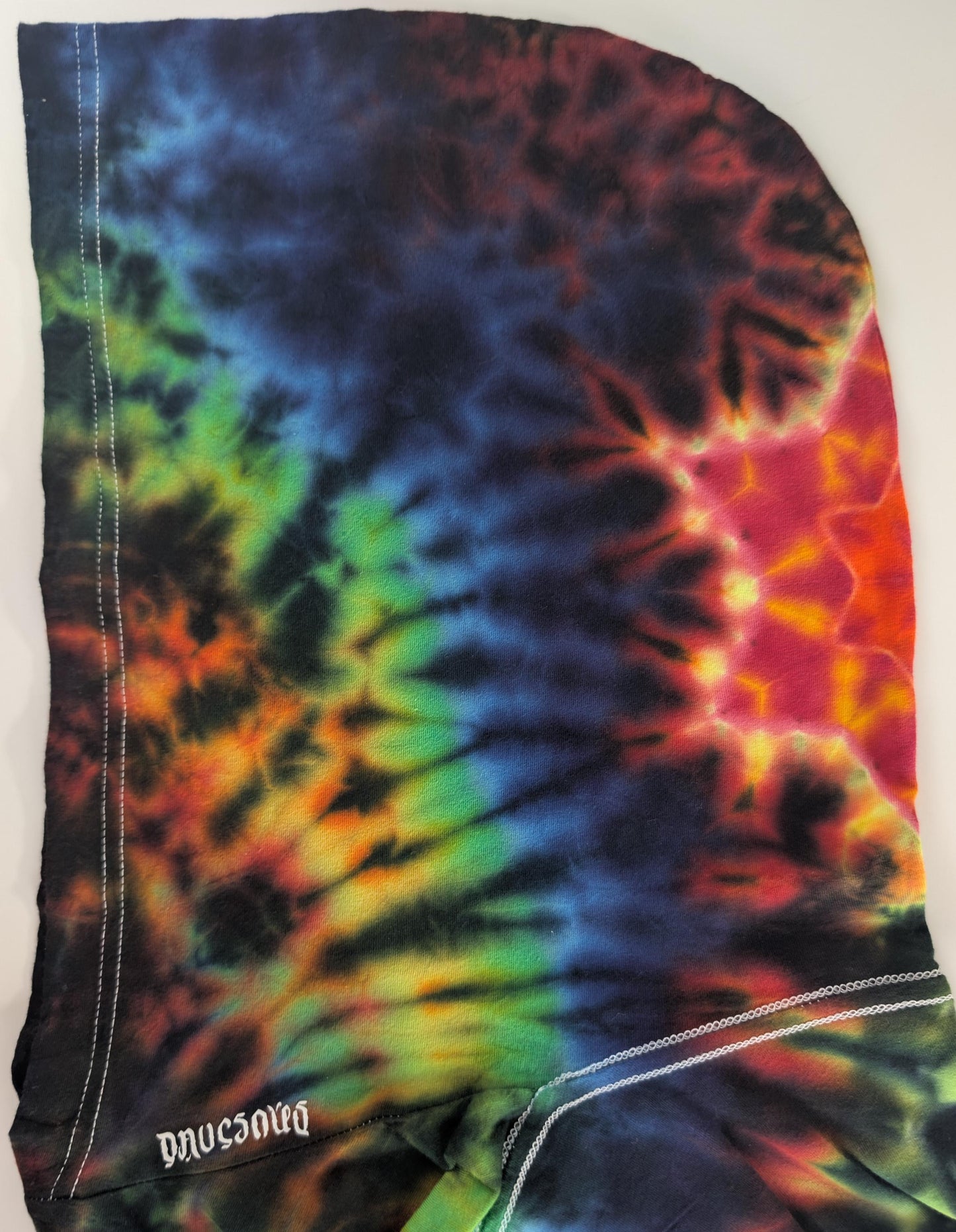 2X Heady UV Reactive 20Pt Mandala Cosmic Egg Cntr/Wrap Around Tower/ZigZag Honeycomb Slvs/Hexagram Hood/Scrunch Tie Dye  Lng-Slv Hoodie*