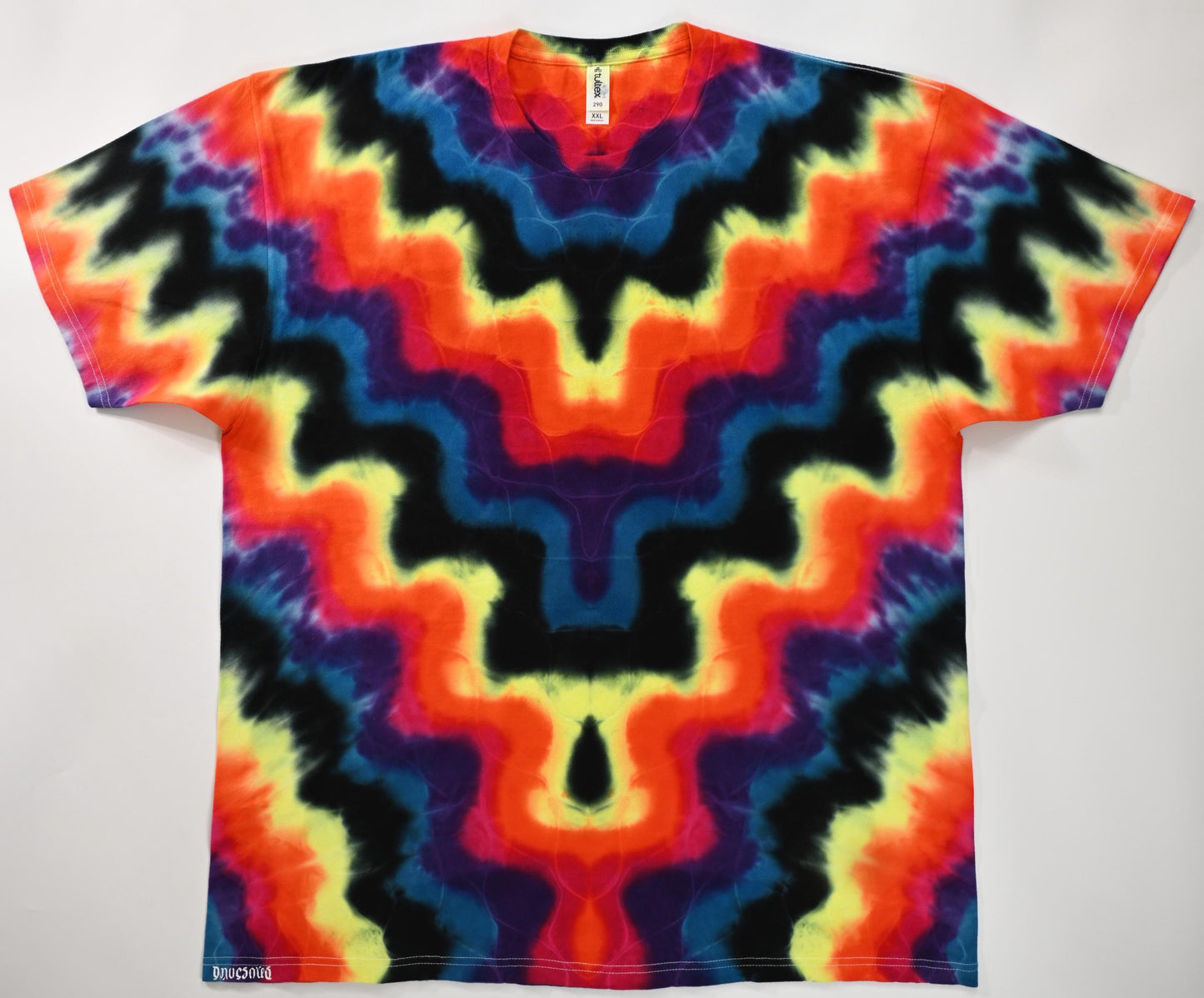 2X UV Reactive Wave Variation* Tie Dye on a Tultex 290 Ringspun Cotton T-Shirt