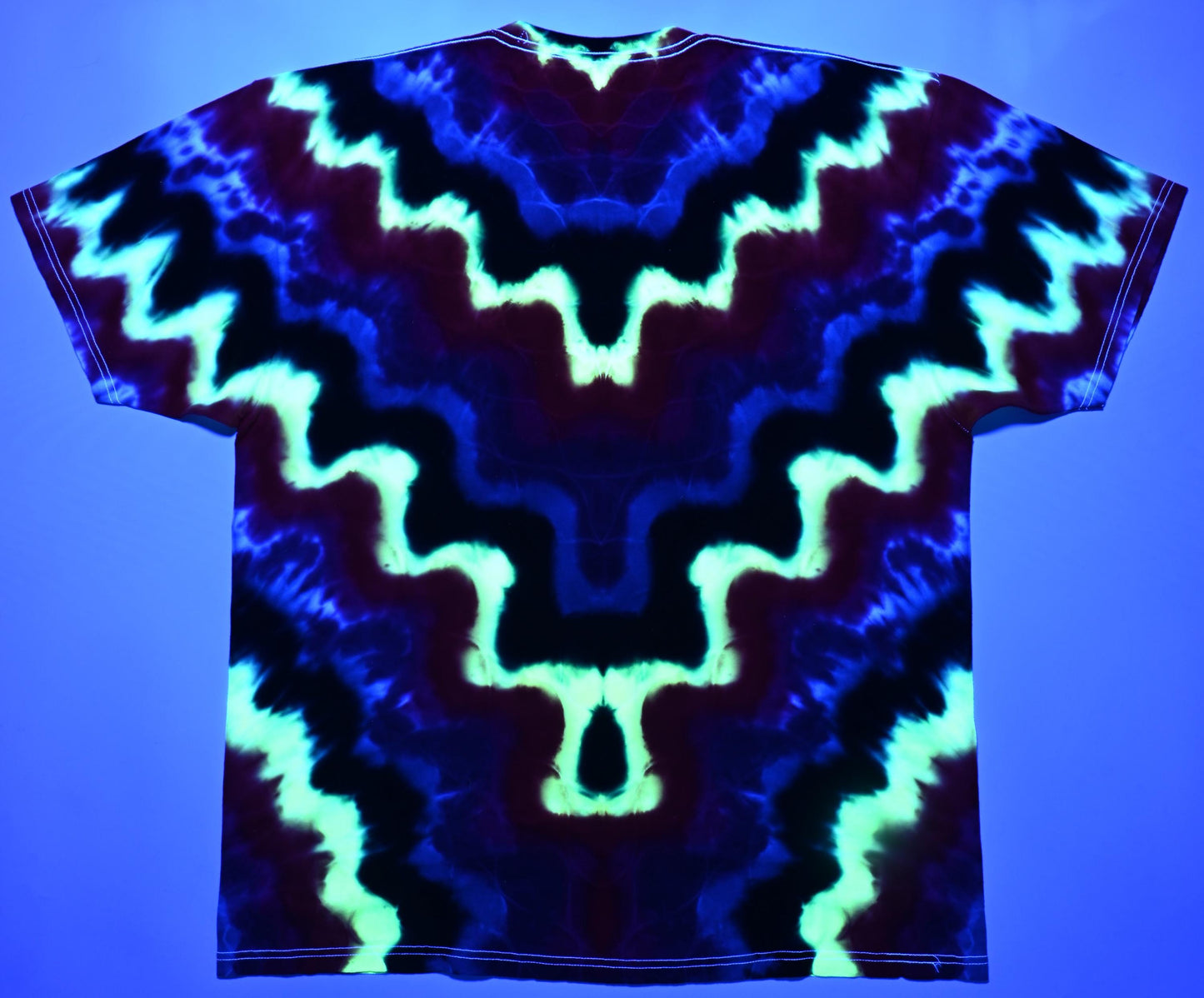 2X UV Reactive Wave Variation* Tie Dye on a Tultex 290 Ringspun Cotton T-Shirt
