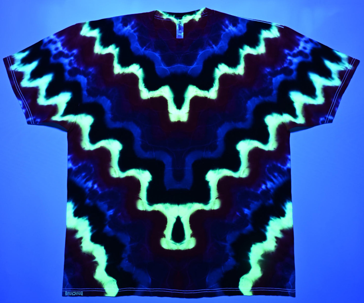 2X UV Reactive Wave Variation* Tie Dye on a Tultex 290 Ringspun Cotton T-Shirt