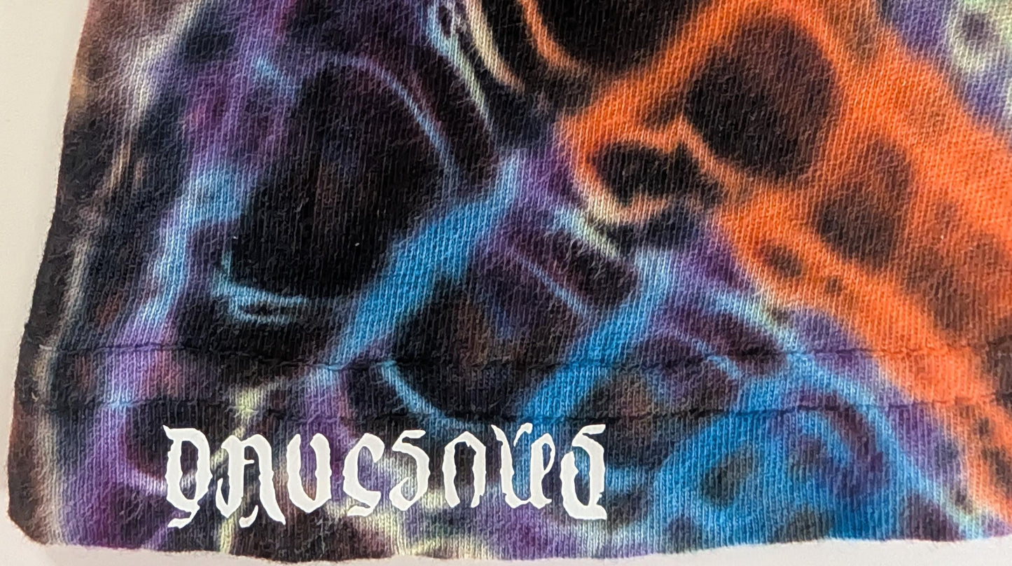 Ladies L/XL Cosmic Egg/Geode Hybrid Tie Dye Using My "Neon Vortex" Color Palette on a LAT V-Neck Cotton Cover Up Dress