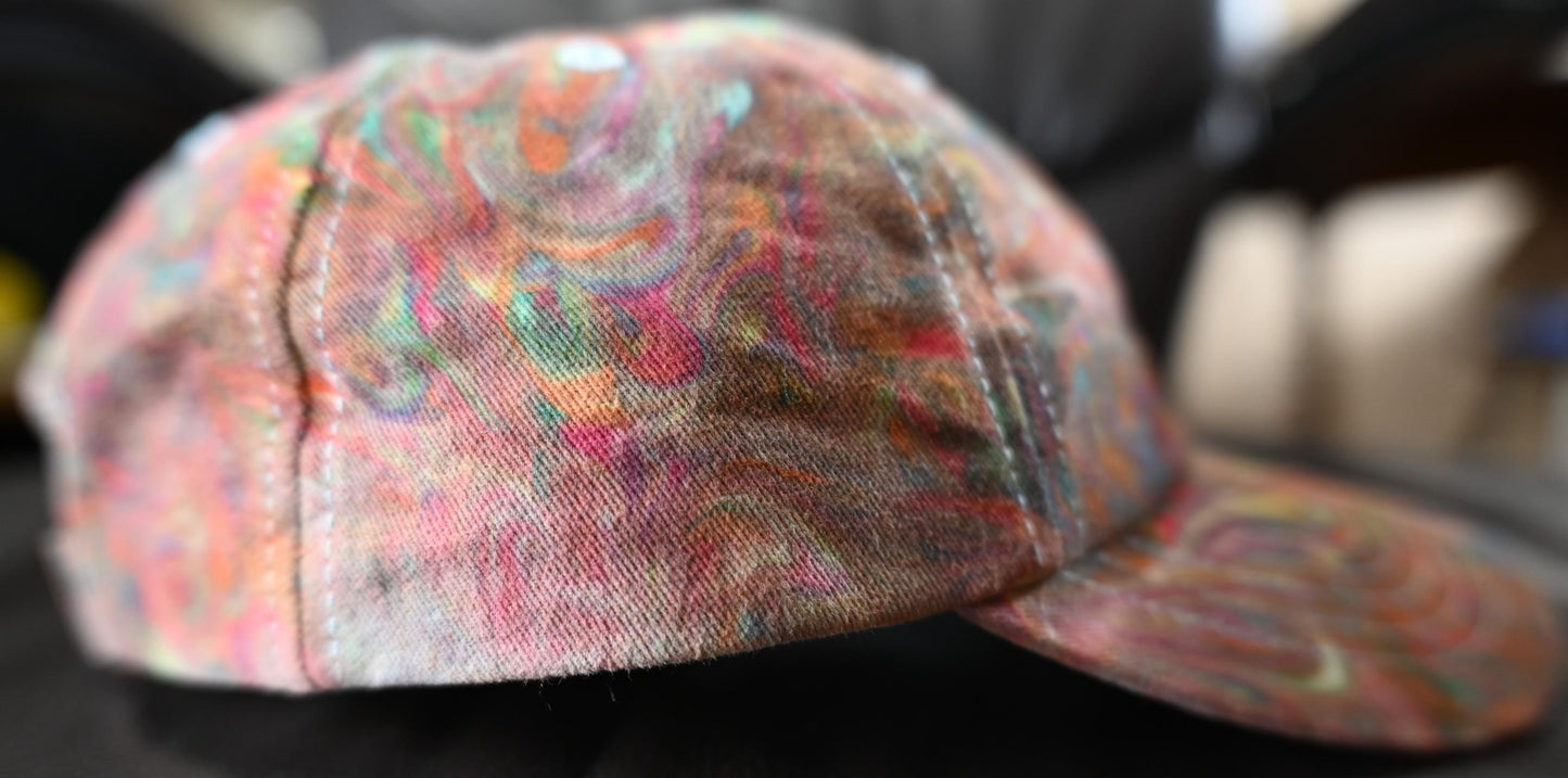 Adult Swirl Dyed/"Shaving Cream Dye" using My Expanded Prismatic Color Palette on a Valucap Brushed Twill Cap