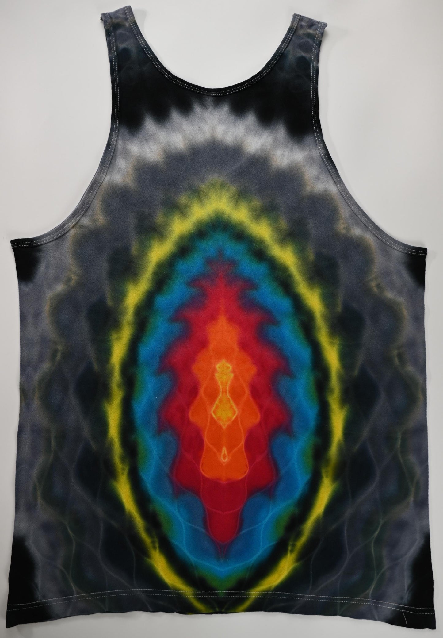 XL Wavy Portal Tie Dye on a Tultex 105 Ringspun Cotton Tank Top