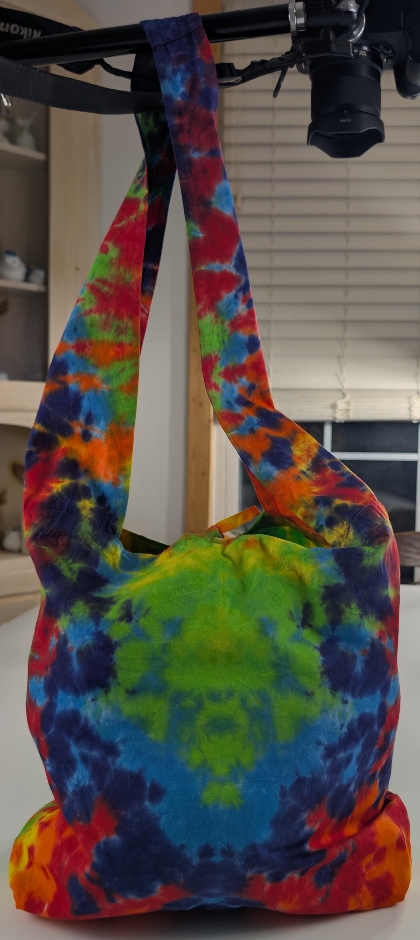 Scrunch Tie Dye on a Dharma Trading Company Cotton Hobo Bag
