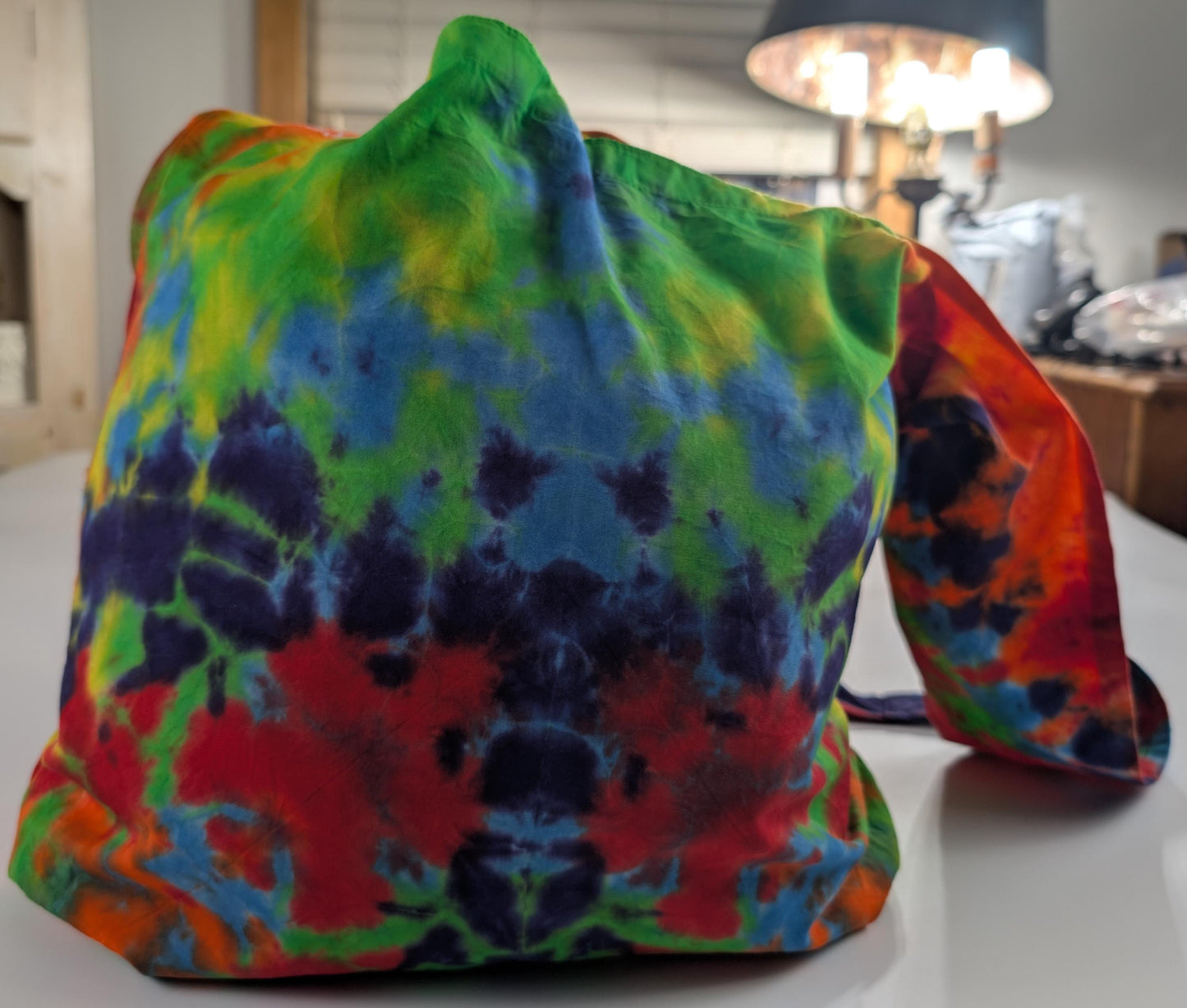 Scrunch Tie Dye on a Dharma Trading Company Cotton Hobo Bag