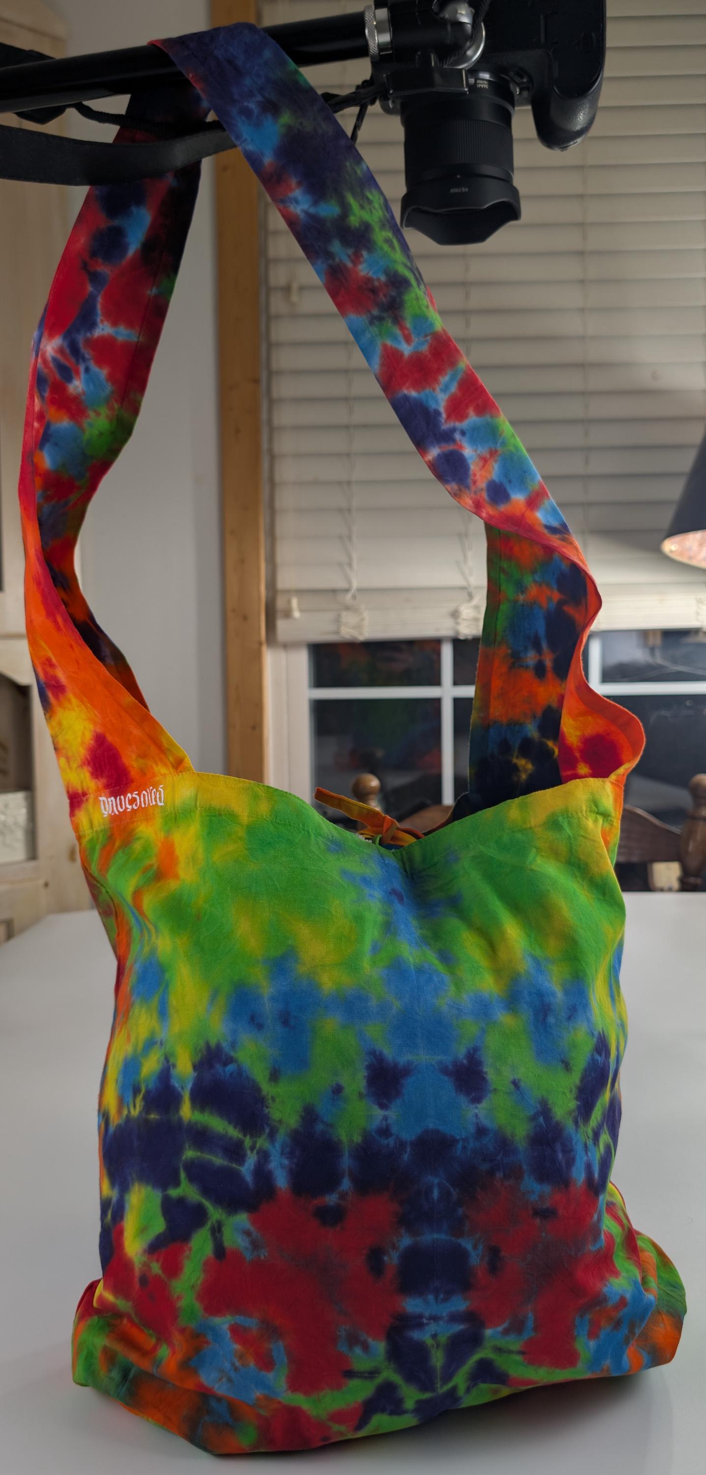 Scrunch Tie Dye on a Dharma Trading Company Cotton Hobo Bag