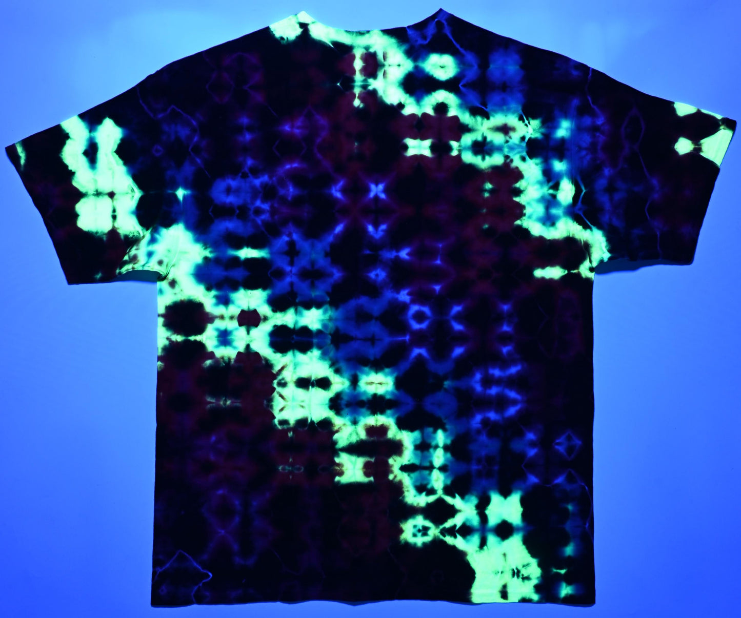 2X UV Reactive Glitch Tie Dye in my Neon Vortex Color Palette on a Gildan Ultra Cotton PFD (Prepared for Dye) T-Shirt