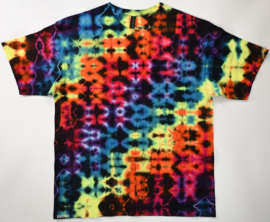 2X UV Reactive Glitch Tie Dye in my Neon Vortex Color Palette on a Gildan Ultra Cotton PFD (Prepared for Dye) T-Shirt