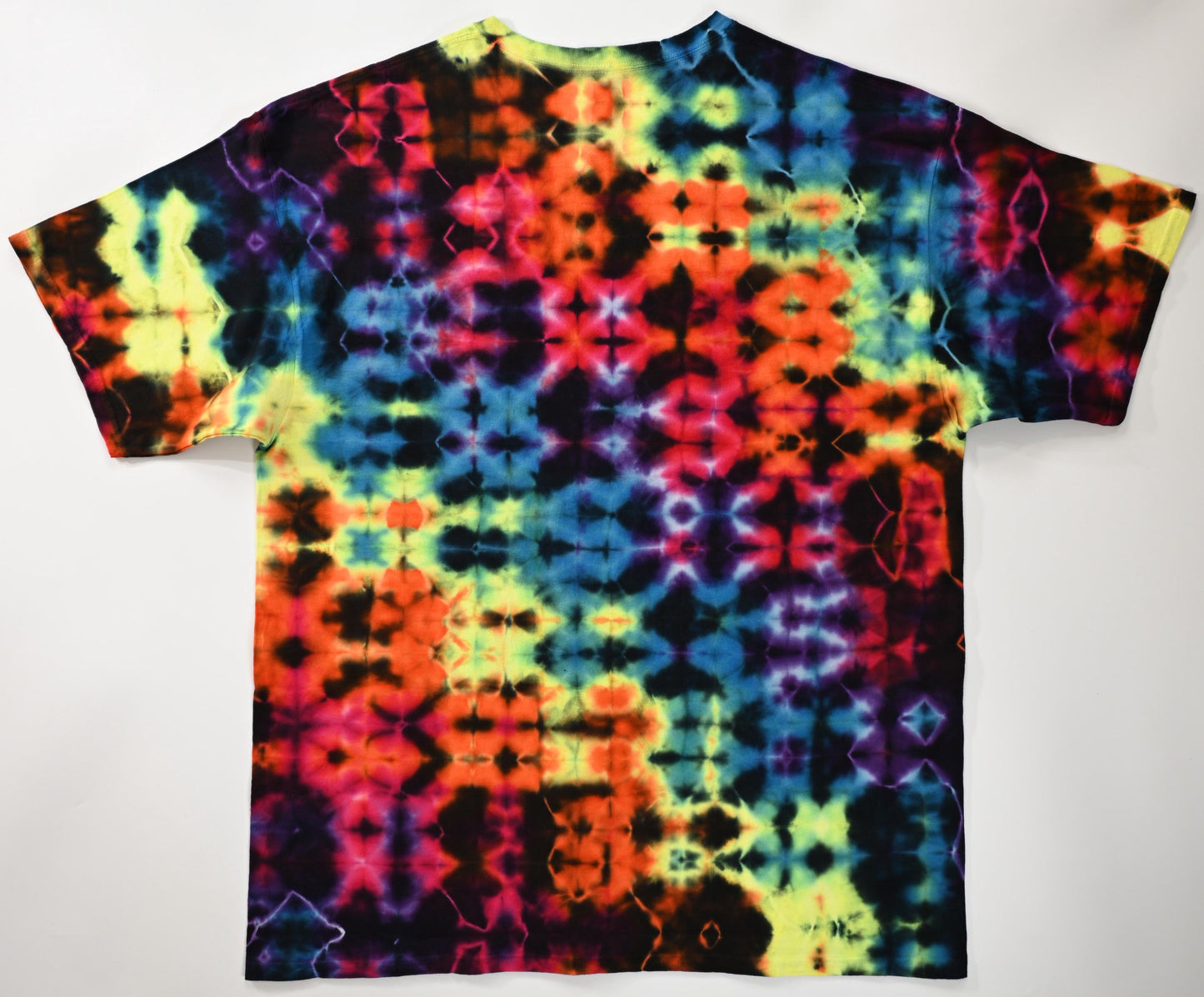 2X UV Reactive Glitch Tie Dye in my Neon Vortex Color Palette on a Gildan Ultra Cotton PFD (Prepared for Dye) T-Shirt