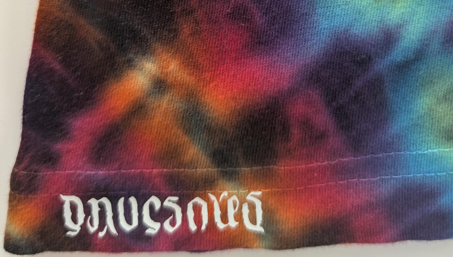 Ladies 2X/3X Subtle UV Reactive Highlights Cosmic Roll Tie Dye in my Neon Vortex Palette on a LAT V-Neck Cotton Cover Up Dress