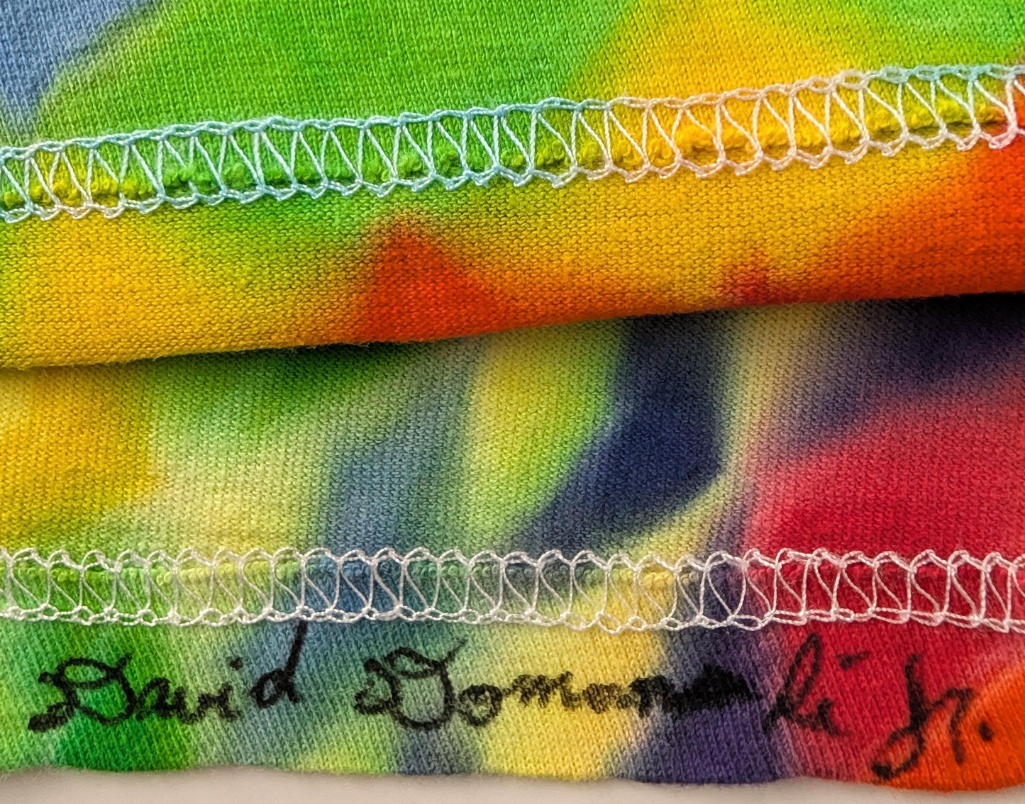 XL Heady UV Reactive 20Pt Mandala w/ Fiery Cosmic Egg Center Frnt/Wrap Around Geometric Tower Bck/Triangle Slvs/Scrunch Tie Dye T-Shirt