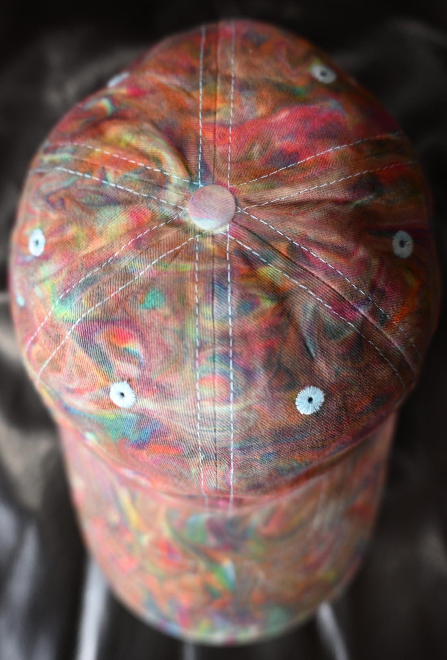Adult Swirl Dyed/"Shaving Cream Dye" using My Expanded Prismatic Color Palette on a Valucap Brushed Twill Cap