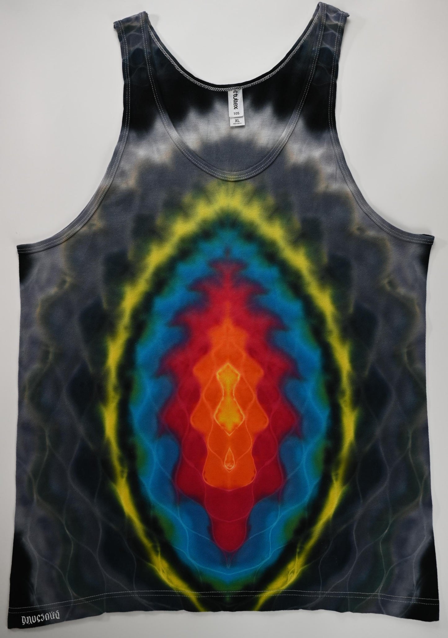 XL Wavy Portal Tie Dye on a Tultex 105 Ringspun Cotton Tank Top