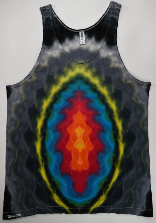 XL Wavy Portal Tie Dye on a Tultex 105 Ringspun Cotton Tank Top