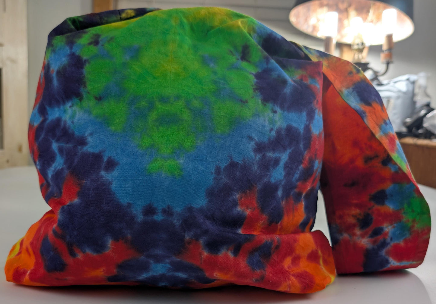 Scrunch Tie Dye on a Dharma Trading Company Cotton Hobo Bag