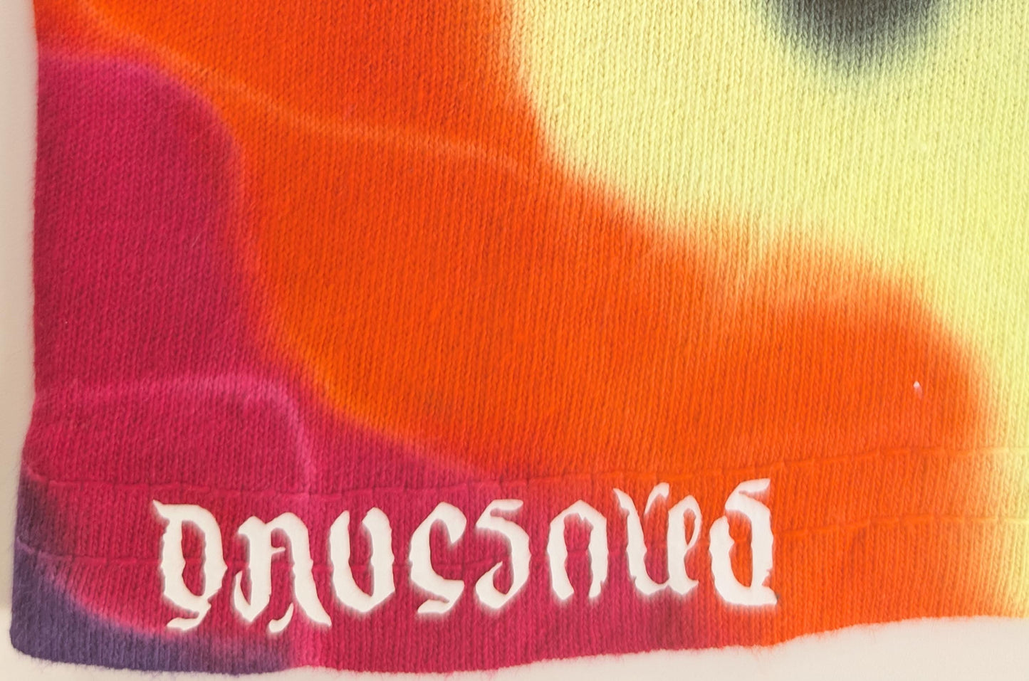 Large UV Reactive Wave Variant Tie Dye in my Neon Vortex Palette on a Gildan Ultra Cotton PFD (Prepared for Dye) T-Shirt