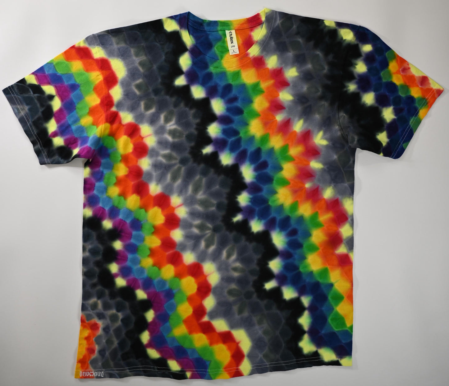 Large ~30 Color UV Reactive Zig Zag Honeycomb Tie Dye on a Tultex 290 Ringspun Cotton T-Shirt