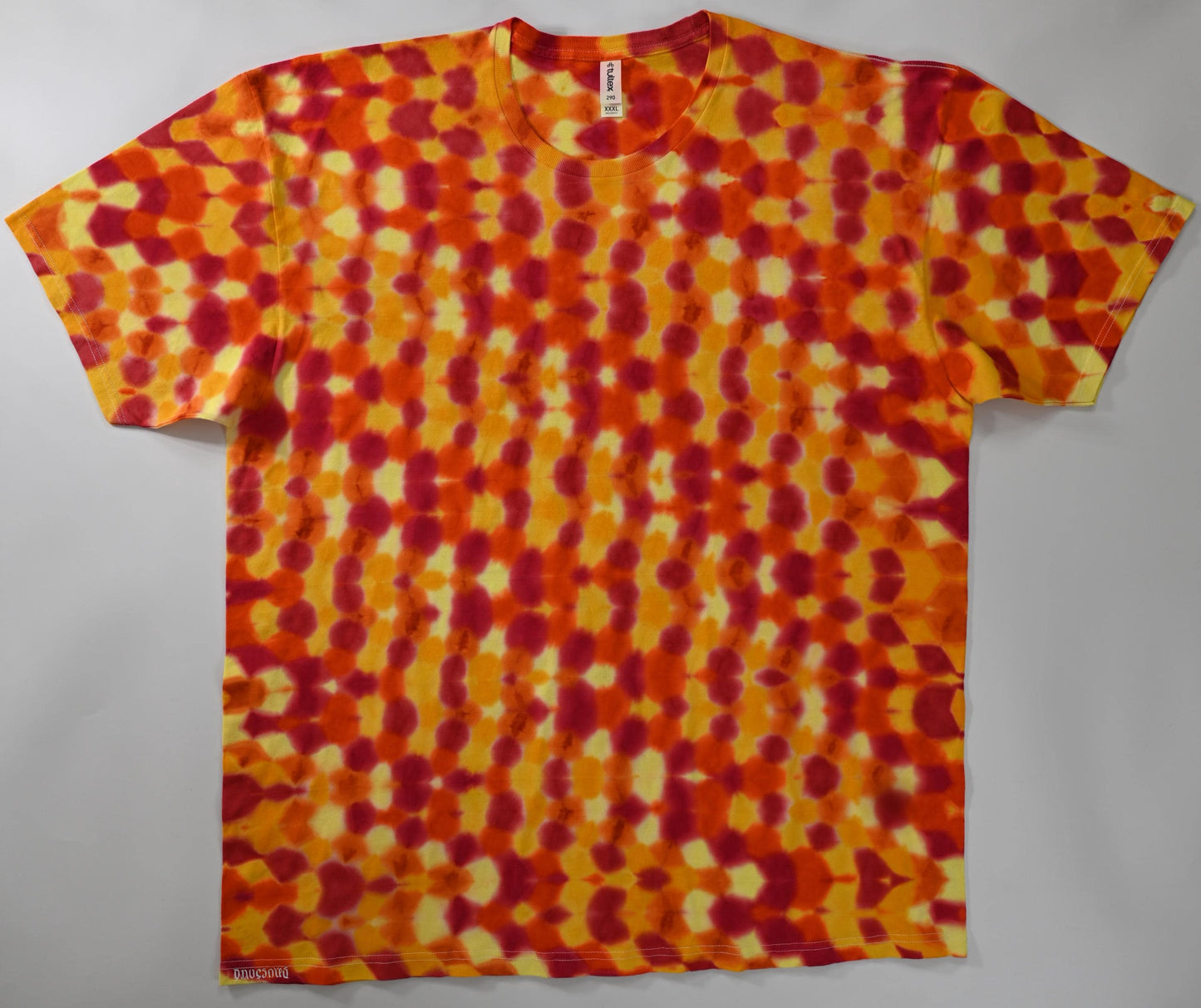 3X UV Reactive Heatwave: Flickering Inferno Tie Dye on a Tultex 290 Ringspun Cotton T-Shirt