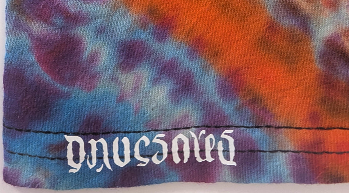 XL Cosmic Egg/Geode Hybrid Reverse Tie Dye on what was a black Gildan Ultra Cotton T-Shirt
