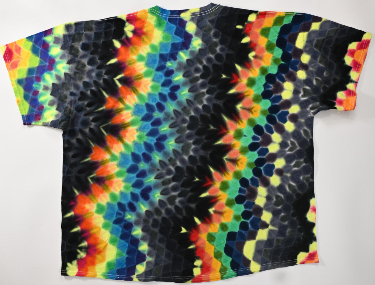 4X UV Reactive Zig Zag Honeycomb Tie Dye on a Port & Company Essential Tee