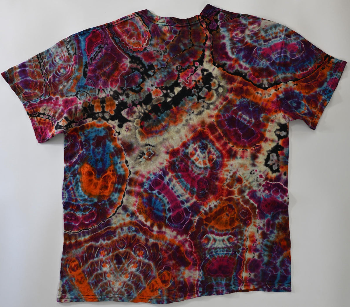 XL Cosmic Egg/Geode Hybrid Reverse Tie Dye on what was a black Gildan Ultra Cotton T-Shirt