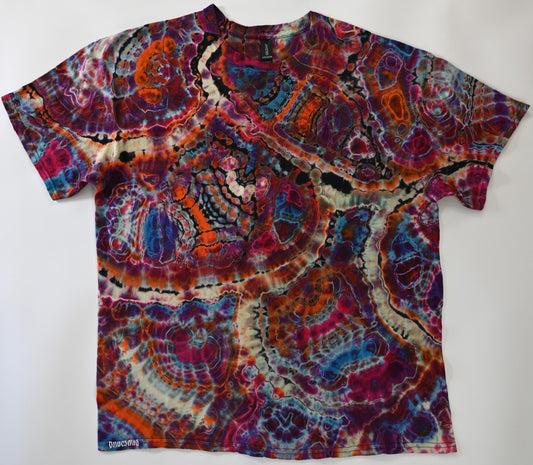 XL Cosmic Egg/Geode Hybrid Reverse Tie Dye on what was a black Gildan Ultra Cotton T-Shirt