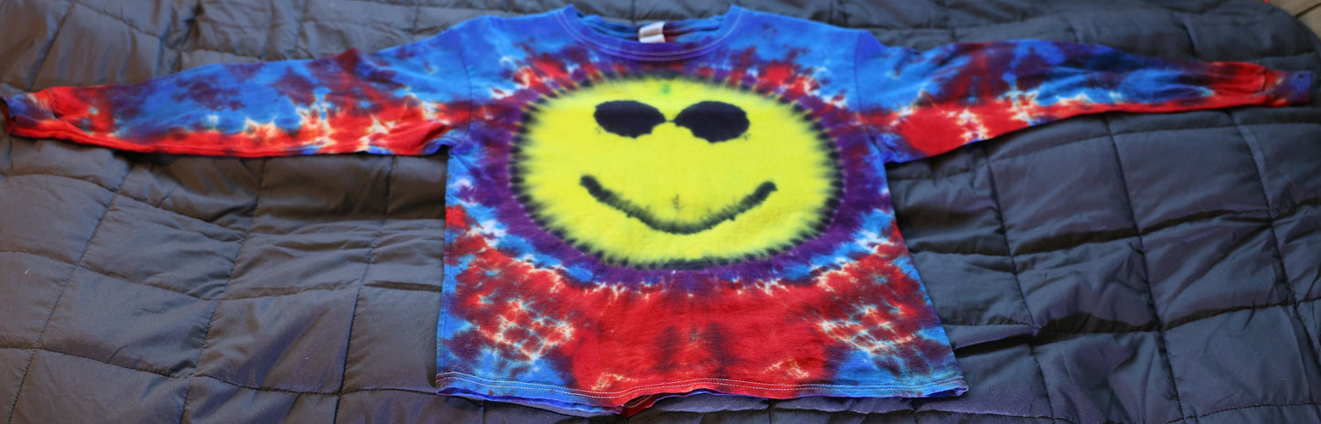 Youth Large Long Sleeve Smiley Face Tie Dye Shirt