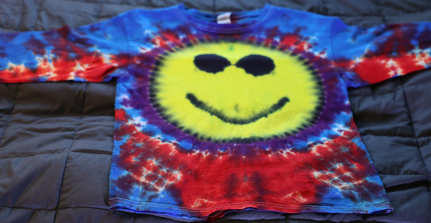 Youth Large Long Sleeve Smiley Face Tie Dye Shirt