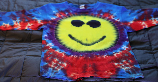 Youth Large Long Sleeve Smiley Face Tie Dye Shirt