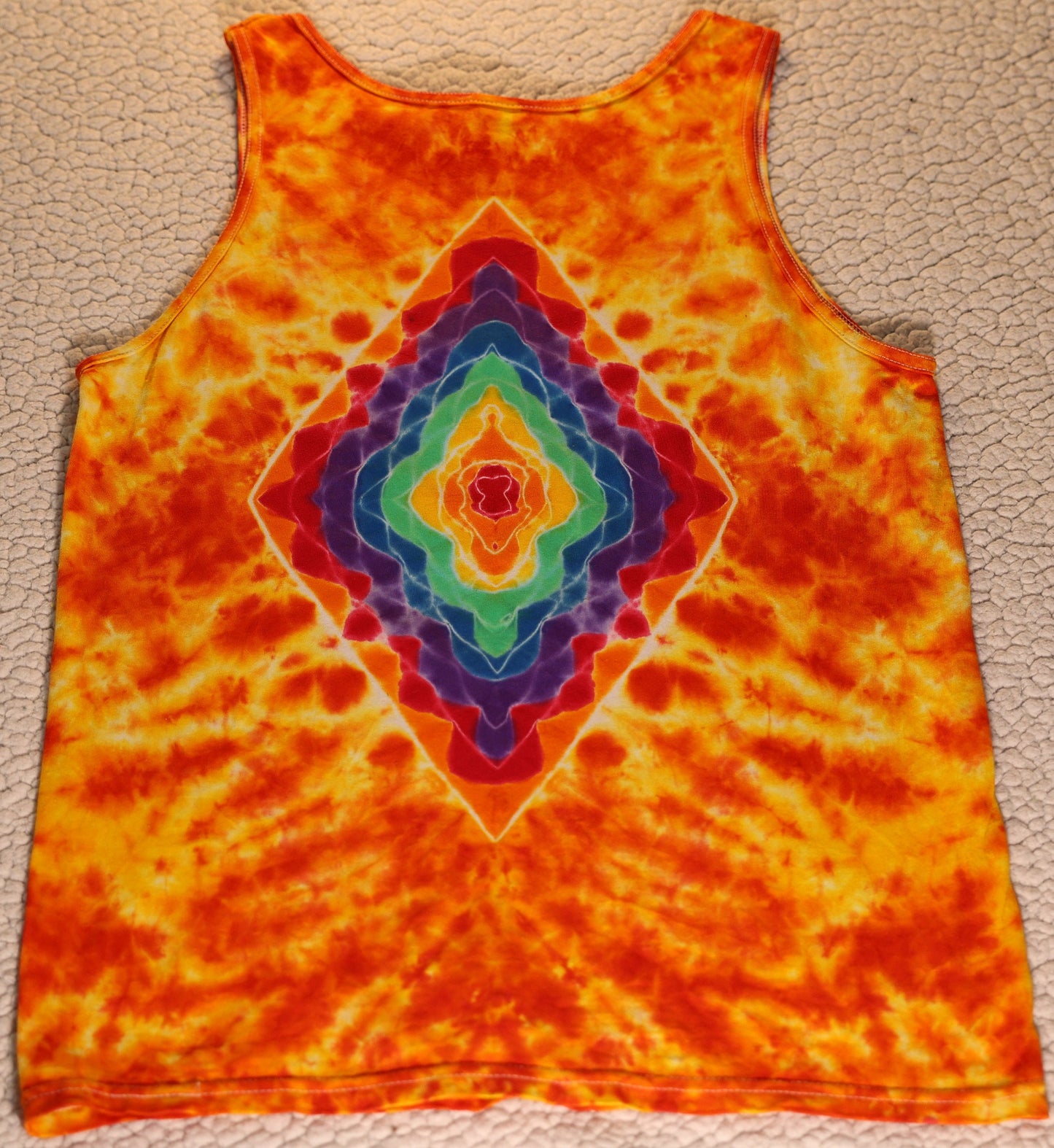 Medium "Shroom of Fire" w/ Diamond Back Shield Tie Dye Tank Top