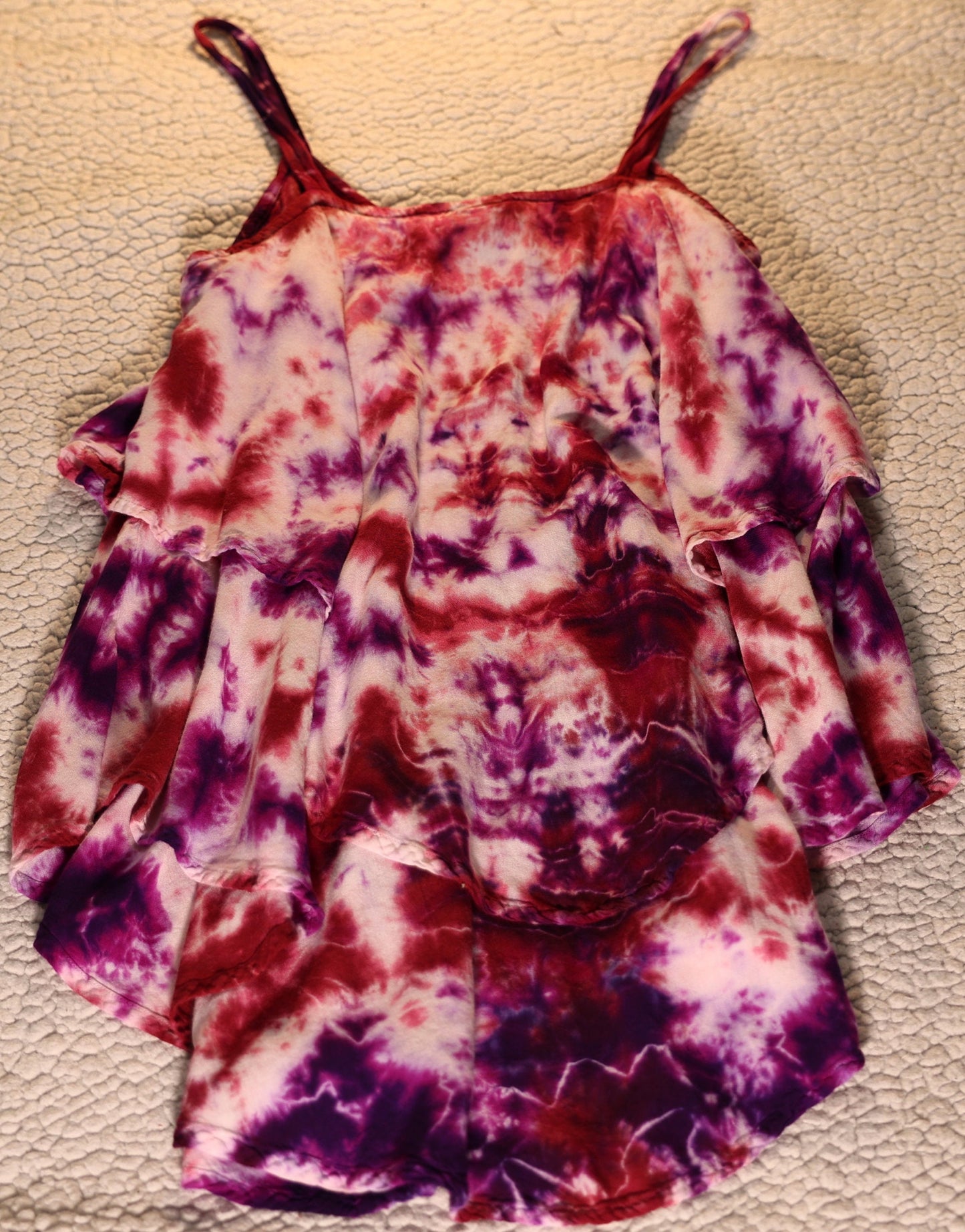 Medium Scrunch Tie Dye on a Dharma Trading Company 100% Rayon Double Waterfall Cami