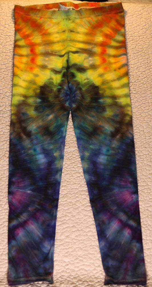 Large Wig Wag Type Ice Dye Tie Dye on Royal Apparel Cotton/Spandex Leggings