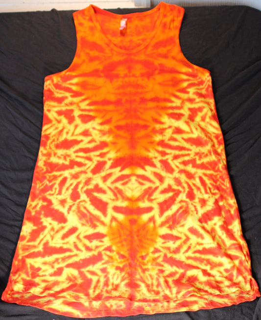 XL Fire Tie Dye on a LAT Cover Up Tank Top Dress