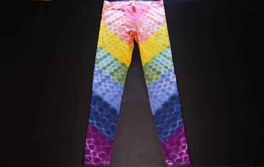 Medium Full Honeycomb Tie Dye on Royal Apparel Cotton/Spandex Leggings