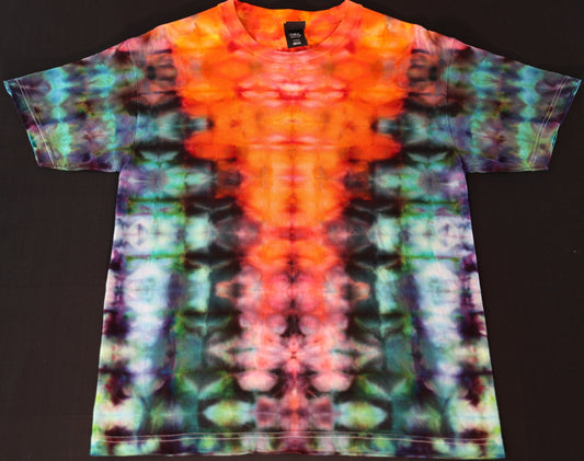 Medium Glitch Variation Ice Dye Tie Dye on a Premium Hanes Beefy Ringspun Cotton T-Shirt