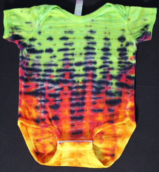 18 Months "Slimey Flames" Tie Dye on a Rabbit Skins Cotton Onesie