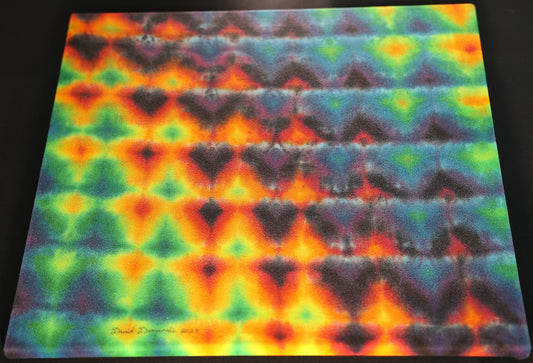 24"X24"X.75" Glitch Variant Tie Dye on a Square Panel of Calcutta Cotton Stretched onto 24"X24" Stretcher Bars