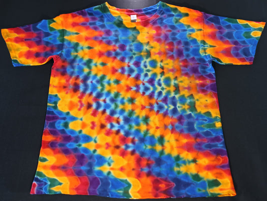 Large Heatwave.v-1a Tie Dye on a Gildan Ultra Cotton PFD (Prepared for Dyeing) T-Shirt