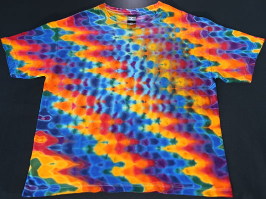 Large Heatwave.v-1b Tie Dye on a Hanes Beefy Ringspun Cotton T-Shirt